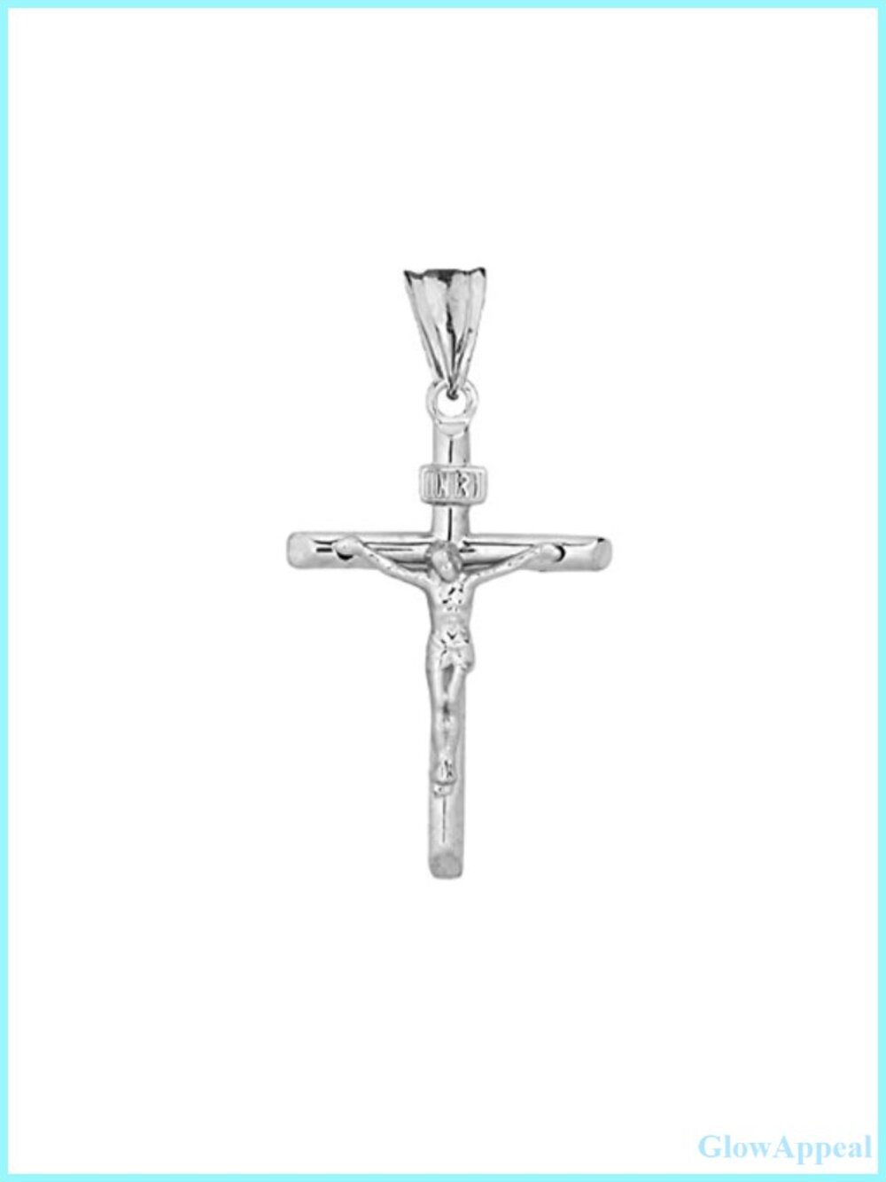 Sterling Silver Dainty Jesus Christ INRI Crucifix Cross Pendant 0.90"
